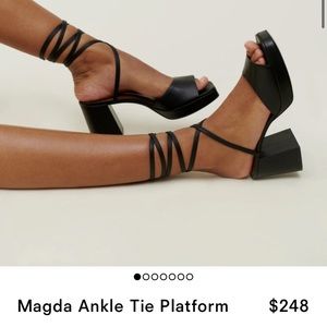 Reformation Magda Ankle Tie Platform Black Size 7